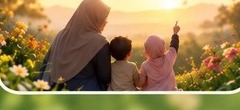 Ibu bersama anak-anak di taman